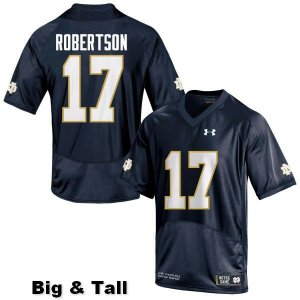 Notre Dame Fighting Irish Men's Isaiah Robertson #17 Navy Blue Under Armour Authentic Stitched Big & Tall College NCAA Football Jersey JDF1199ZF